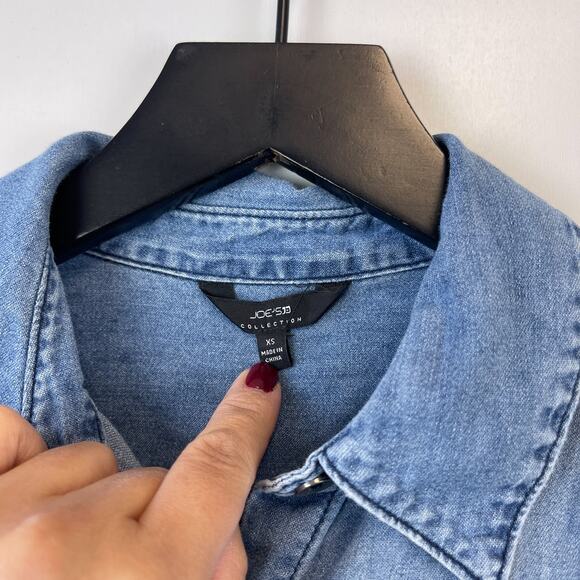 Joe’s Jeans Collection XS Distressed Cotton Chambray Button Shirt Blue - Picture 4 of 11